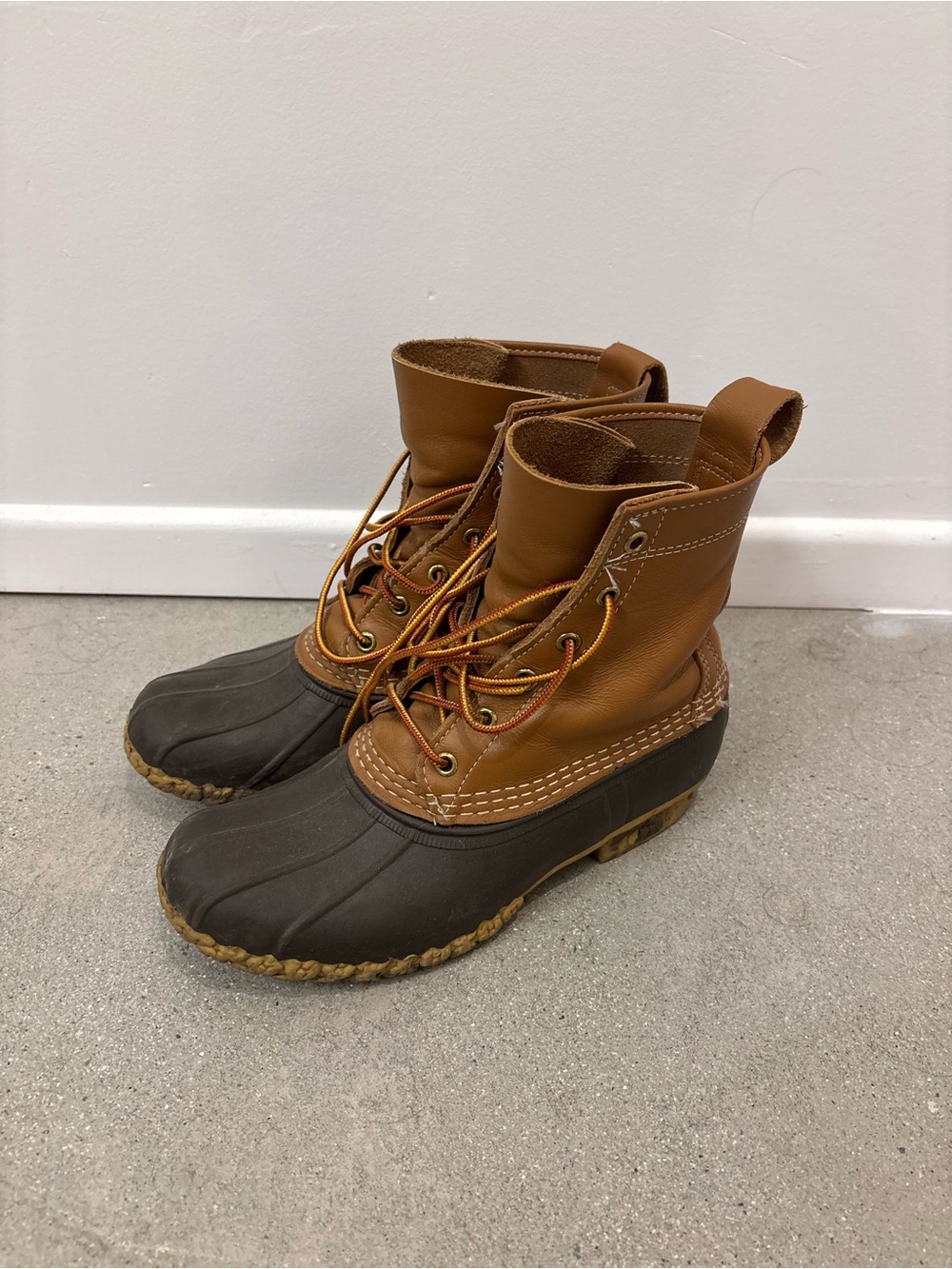 L.L. Bean Brown Leather and Dark Rubber Duck Boots Mens Size 7.5